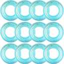 12 Pcs Summer Swim Rings with Glitter Fun Inflatable Pool Float Round Shaped Swimming Pool Tubes for Beach Party Supplies