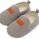XIHALOOK Toddler Boys Girls House Slippers with Microfleece Lining Cozy Household Shoes Non-slip for Kids (Gray)