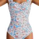 Womens One Piece Swimsuits Tummy Control Bathing Suits Modest Full Coverage Swimsuit Wide Straps Swimwear (Blue)
