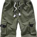 APTRO Men's Cargo Shorts Elastic Waistband Drawstring Summer Casual Cotton Big & Tall Relaxed Fit Work Shorts, 3XL
