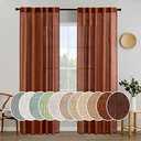 MIULEE Burnt Orange Linen Curtains 84 Inch Length for Bedroom Living Room, Soft Thick Linen Textured Window Drapes Terracotta Rust Boho Fall Decor Semi Sheer Light Filtering Back Tab 2 Panels