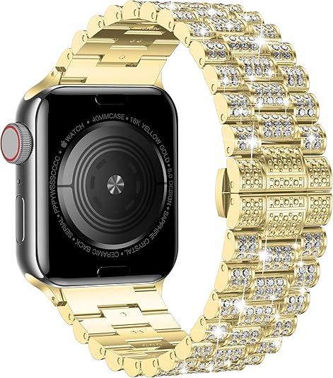 Wolait Dressy Bling Band Compatible With Apple Watch Bands 46mm 49mm 45mm 44mm 42mm 41mm 40mm 38mm, Diamond Metal iWatch Bands for Women Series 11 10 9 8 7 6 SE 5 All Series