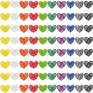 80 Pcs 10 Colors Heart Shaped Rattan Ball, 1.5 Inch Heart Decorative Wicker Balls Mini Hanging Balls Ornaments DIY Craft Vase Filler for Christmas, Birthday, Wedding, Party Decorations