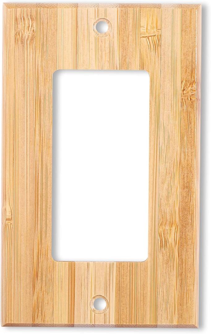 Solid Wood Single Rocker Light Switch Plate 4.5" X 2.76" Bamboo Light Switch Cover Quality Raw Wooden Decorative Bedroom Kitchen Home Decor (Single Rocker) (Standard Size)