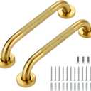 Grab Bars for Shower, 2 Pack 12-Inch Anti Slip Shower Handles for Elderly, Safety Shower Grab Bar, Stainless Steel Handicap Grab Bars for Bathroom,Toilet (Gold, 1" Diameter)