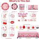 205pcs Lucky in Love Bachelorette Decorations Complete Party Set, for 25 Guests, Lucky in Love Decorations Includes Plates, Banner, Tablecloths, for Bachelorette Engagement Bridal Shower Party