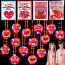 24 Pack Valentines Day Gifts for Kids Light Up Red Heart & Bear Necklaces with Valentines Day Cards for Kids School,Valentines Party Favors Led Necklaces Glow in the Dark for Class Girls Boys Exchange