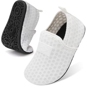 Lefflow Toddler Water Shoes Kids Quick Dry Beach Swim Socks Shoes Baby Non Slip House Slippers (4.5-5.5 Infant, A-white)