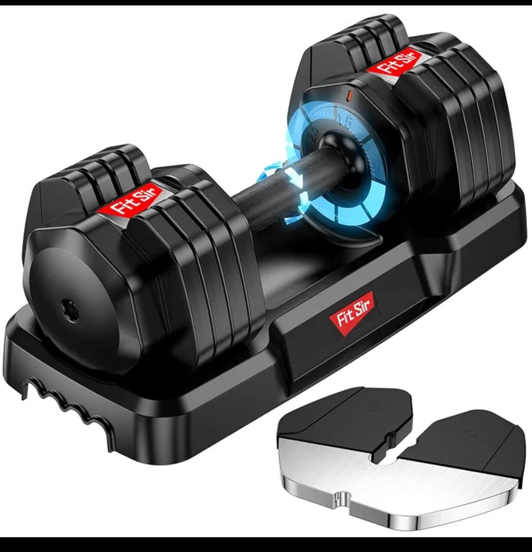 Fit Sir Adjustable Dumbbell Set 55lbs (Single), 15~55lb Hand Weight Change with Anti-Slip Handle for Men Women Home Gym Body Workout Exercise Fitness Strength Training (Black