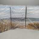 Abstract Beach Canvas Wall Art: Seashore Grasses Artwork Print Seascape Painting for Walls (26'' x 16'' x 3 Panels)