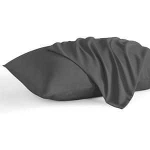 Pillowcase 12 x 16 Inch, Egyptian Cotton Set of 2 Pillowcase Zipper Closure 600 Thread Count Count - Travel 12x16 Zipper, Dark Grey Solid