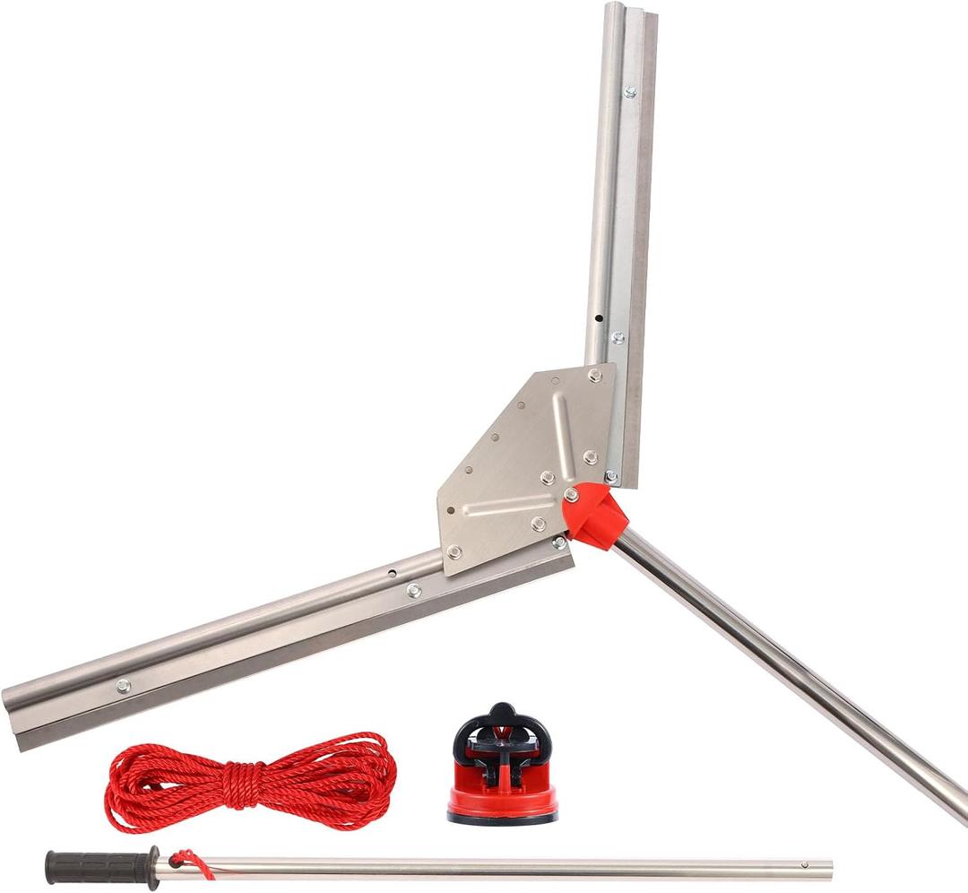 Sancat Lake Weed Cutter ,37" Pond Weed Rake ,Lake rake, Aquatic Pond Plant Cutting Tool,3 Adjustable Cutting Angles , 30ft Throw Rope ,Sharp Stainless Steel Blades Shear Cattail, Reed, Algae & Weeds