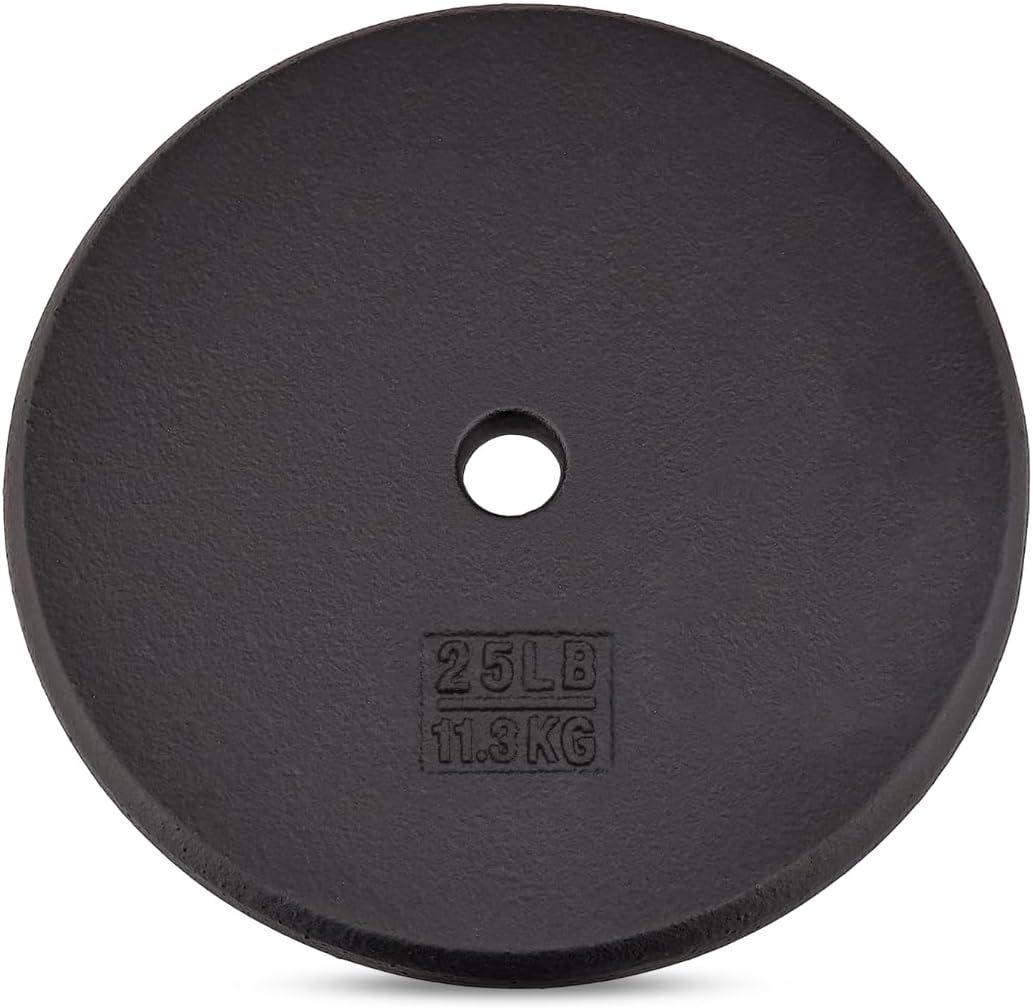 Yes4All Standard 1 Inch Cast Iron Weight Plate - Ideal for Strength Training - 25LB - Single
