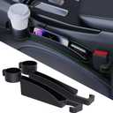 Car Seat Seat Filler 2-Piece Set to Fill The Void Between Seat Seat Blocker to Prevent Items from Drop, 4-in-1 Multifunctional Water Cup Holder Hook Large Capacity Storage Universal SUV Sedan Truck
