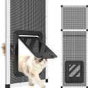 Vertical Ventilated Cat Door for Window, Fits 31"-42" Height | 1-Min Install | Aluminum Frame+Stainless Steel Mesh | Bug-Proof+Breathable | Magnetic Auto-Close Window Cat Door Insert