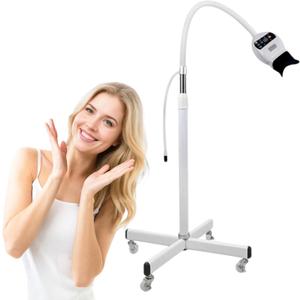 Teeth Whitening Machine Professional Whitening Machine LED Light Mobile 36W Dental Teeth Whitening Bleaching Lamp Cold Light with Remote Control, Floor Stand Type (White)