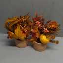 2PCS Fall Decor, Artificial Maple Leaves Pumpkin Berry Table Decorations, for Home Autumn Harvest Halloween Thanksgiving Holiday Party Table Centerpieces Fireplace Decor.