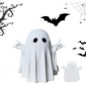 OYB Halloween Ghost Figurine,Spooky Resin Statue, Cute Finger Ghost Ornaments,Halloween Decor,Porch and Indoor Spooky Home Decor Gifts(A)