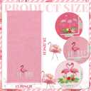 FuWeave 3 Pcs Pink Flamingo Summer Hand Towels for Bathroom 100% Cotton 29.5 x 13.8'' Embroidered Decorative Absorbent Soft Bath Hand Towels for Bathroom Kitchen Gift Decor