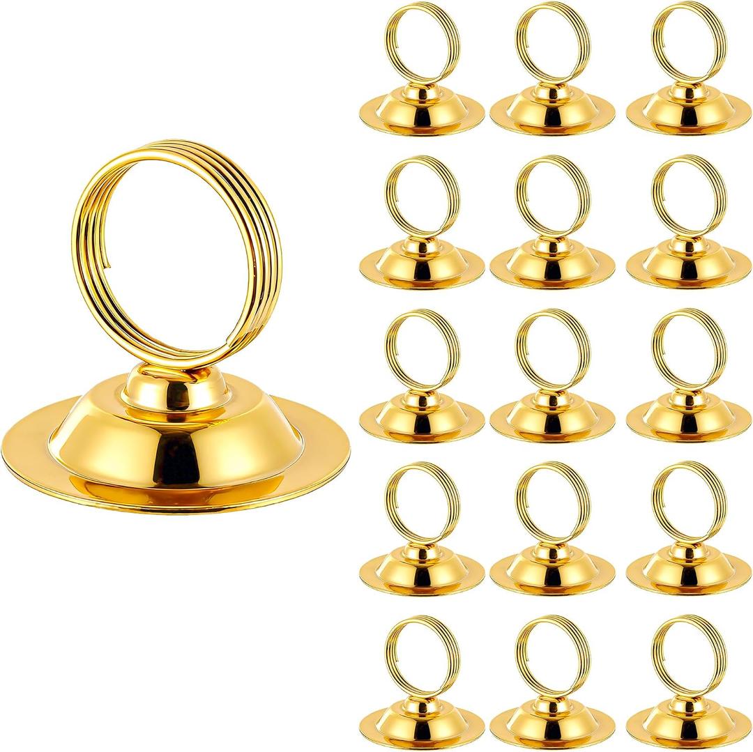 Urban Deco 16 PK Table Card Holder Place Card Holders Steel Card Holders for Photos, Food Signs, Memo Notes, Weddings, Restaurants, BirthdayGold