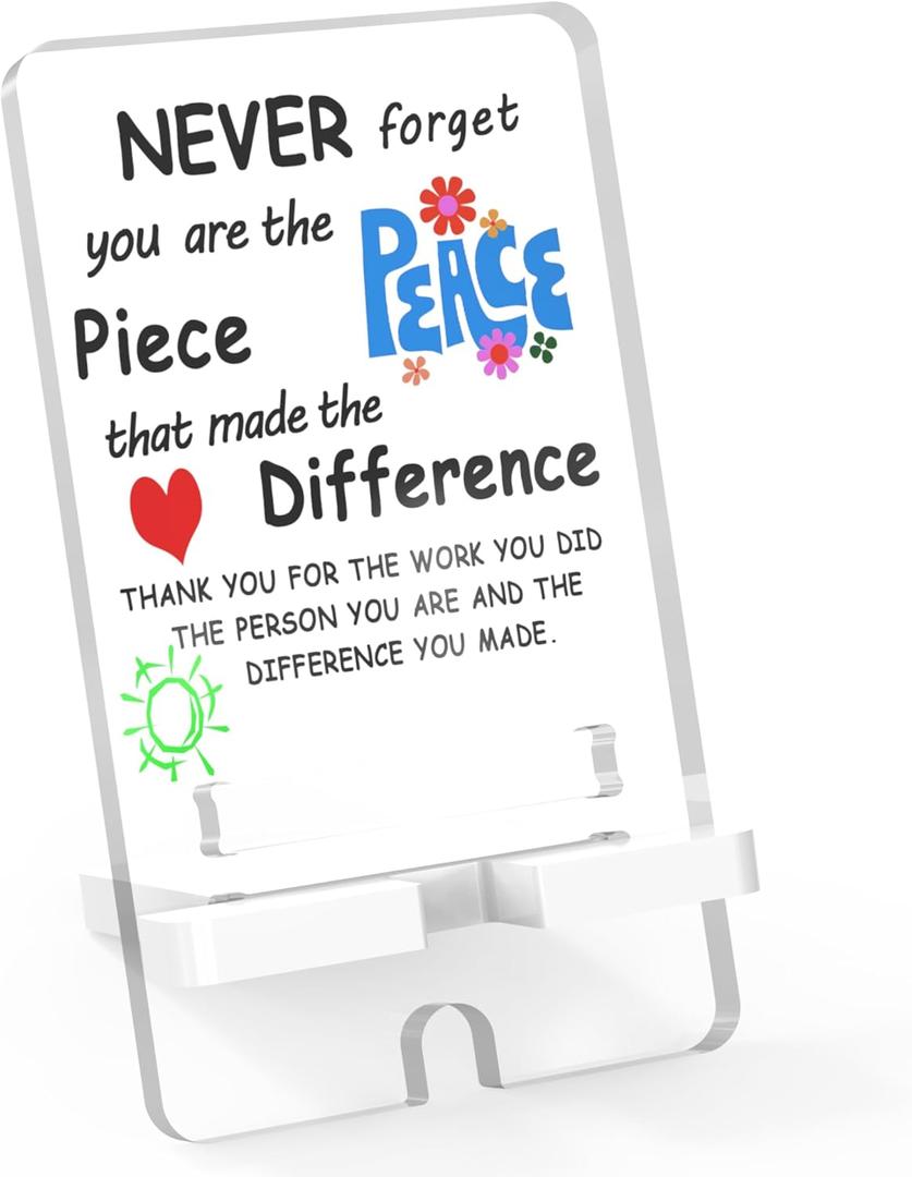 6 x Thank You Gifts for Women, Men, Teacher Appreciation Gifts for Coworker, Boss, Friends or BestiesDecorative Gift, Clear Acrylic Office Decor, Also a Stand for Phones (5.6"x3.15")