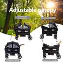 Luxury Wagon Stroller for 2 Kids & Cargo-Lightweight Foldable Travel Push Pull All-Terrain Double Wagon for Newborn&Toddler with 5-Point Harness,Adjustable Handle, Canopy,Tray Table,Cup Holder