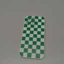 Skyseaco Compatible with iPhone 13 Pro Case Cute Checkerboard Checkered Pattern Design Soft Slim TPU Phone Case Shockproof Full Camera Protection for Women Girls - Green
