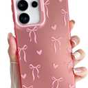 ZTOFERA for Samsung Galaxy S25 Ultra 5G Case,Cute Pink Ribbon Bow Tie Aesthetic Phone Case,Trendy Slim Hard IMD Shockproof Protective Bumper Phone Cover for Women Girls,Heart