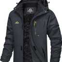 MAGCOMSEN Men's Winter Coats Ski Snow Water Resistant Jacket Warm Fleece Parka Raincoats with Hood for Hiking Work, Size 2 XL Charcoal Grey