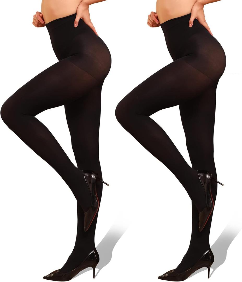 4 x WAKUNA 40D/80D Pantyhose Opaque Tights 2 Pairs Resistant Control Top (Large)