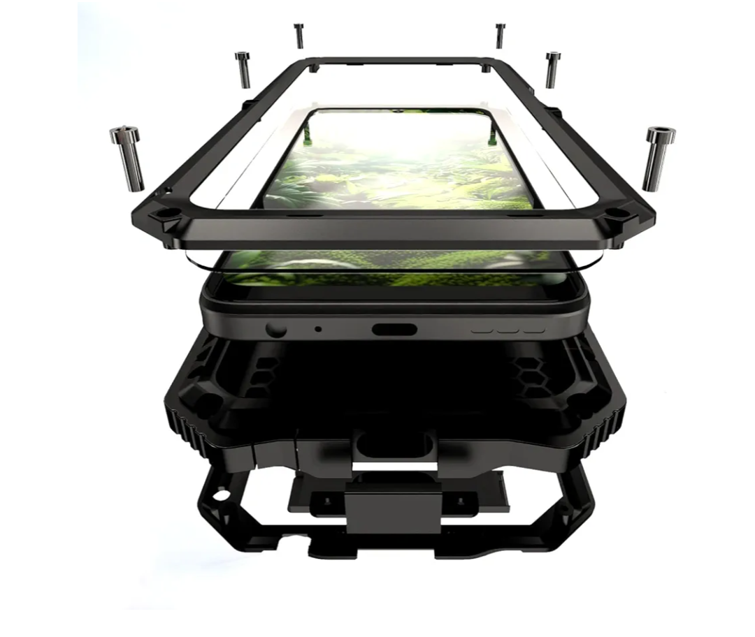 Lunivop for Motorola Moto G 2025/2026/ Moto G Play 2026 Case 6.7 Inch Metal Heavy Duty Phone Case Built-in Screen Protection Full Body Protective Dust Proof Military - Grade Rugged Black