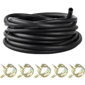 3/8" Silicone Vacuum hose, 10FT Vacuum Hose Automotive Black (ID 10mm) 130PSI Max Pressure with 5 Hose Clamps