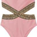 Milumia Women's Stitch Detail Strapless One Piece Swimsuit Cut Out Bandeau Bathing Suit (Large, Pink)