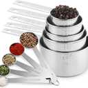 Stainless Steel Measuring Cups And Measuring Spoons 10-Piece Set, 5 Cups And 5 Spoons