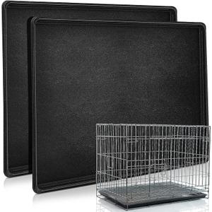2 Pcs Replacement Dog Crate Pan Tray Kennel Bottom Tray Replacement Plastic Bottom Pan for Dog Crate, Black(42")
