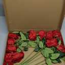 uxcell 12 Pcs Bright Red Roses Artificial Flowers, Velvet Rose Real Touch Fake Roses with Stems for Home Decor Wedding Bouquet Hotel Office Decor