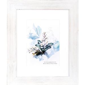 KAIWIN 100% Solid Wood White 8x10 Picture Frame 1 Pack - Display Picture 5x7 with Mat, HD Glass Inside, Rustic Wooden Photo Frames for Table Top and Wall Mounting