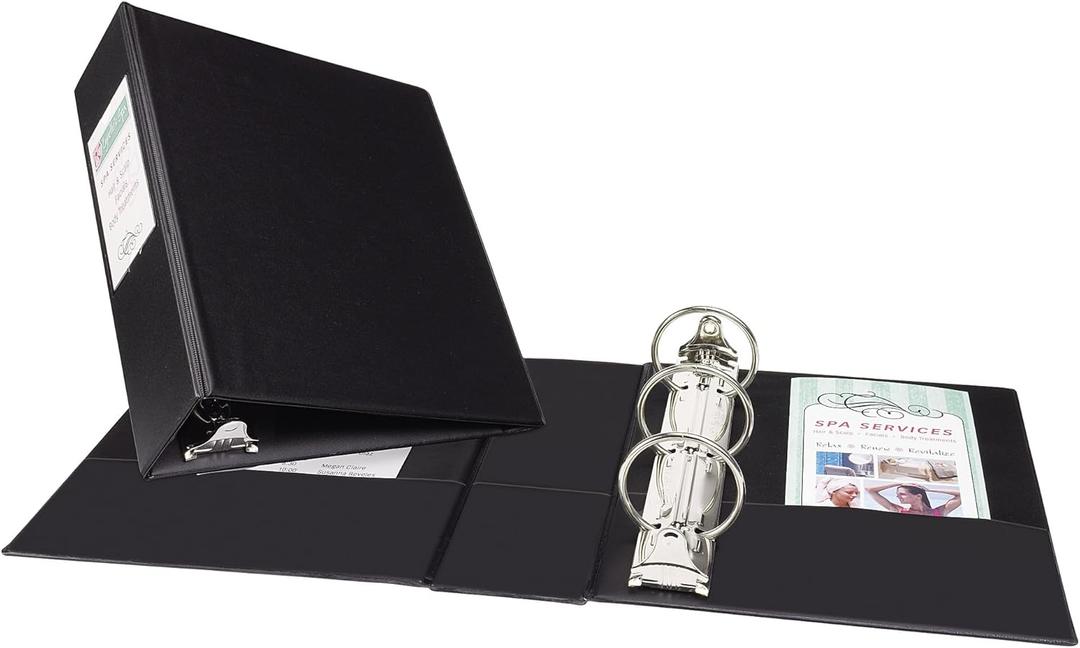 Avery Mini 3 Ring Binder, 5.5" x 8.5", 2" Round Rings, 375-Sheet Capacity, 2.8 Inch Wide Spine, Great for Home, School Supplies, Office, or Organization Needs, 1 Black Binder (27554)