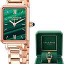 Lola Rose Dainty Women's Wrist Watch: Green Malachite Dial, Wrapped by Stylish Gift Box, Elegant Present for Ladies and Loved Ones