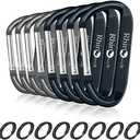 Rhino Produxs 8PCS of Lightweight Duty Snap Carabiner Clips, D Ring Shape Carabiner with 8PCS Keyring - Excellent for Outdoor, Camping, Hiking, Keychains, Water Bottle, Keychain Hook