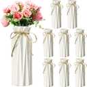 Qinyoung White Ceramic Bud Vase Set of 8, 8'' Small White Flower Vase for Centerpieces, Modern Floral Decor for Wedding Party Dining Table Home Decoration(Classic)