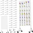 Metal Pegboard Display Stand 2 x 4.9 Feet, Adjustable Height with 40 Peg Board Hooks and Wheels, pegboard Display Rack, Craft Display Rack, Retail Display Rack, Garage Peg Board, Pegboard (White)