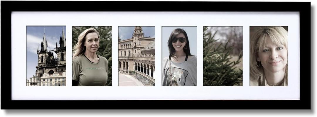 Asense 3X4.5 6 Opening Decorative Wall Hanging Collage Picture Photo Frame, Black Color, Made To Display 3X4.5 Inches Photos