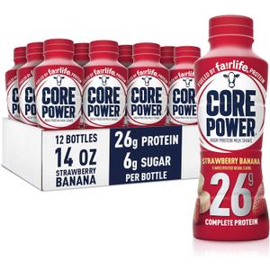 Core Power Protein Shake, Strawberry Banana, 26g Bottle, 14oz, 12 Pack
