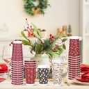 48 Sets 16 oz Classic Christmas Disposable Paper Cups with Lids for Drinking Hot Cocoa Coffee Tea Beverage Double-Wall Insulated Design Merry Christmas Winter Home Office Party Supplies