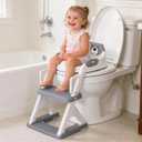 Potty Training Seat with Step Stool Ladder, Toddler Toilet Seat for Boys Girls, Adjustable 6 Heights Fits Round & Elongated Toilets, Anti-Slip Pads & Leak-Proof Guard