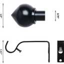 3/4" Standard Decorative Adjustable Curtain Rod,Heavy Duty Curtain Rods Set for Windows,30 To 122 Inch, Black