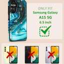 Shorogyt for Samsung Galaxy A15 5G Wallet Case with Card Holder - Designer Marble Pattern Kickstand Magnetic Clasp Back Flip Folio Leather Phone Cases for Galaxy A15 5G for Women Men Girls Cyan