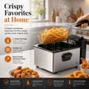 Simple Deluxe 3L 1500W Electric Deep Fryer, Viewing Window Lid and Cool-Touch Handle, 4 Temp Settings, Removable Basket, Auto Cut Off Safety Design, Stainless Steel Parts with Dishwasher-Safe, Silver