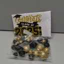 Zhehao 31 Pcs Graduation Cake Topper Class of 2025 Cake Topper Mini Balloon Black and Gold Decorations for Anniversary Party